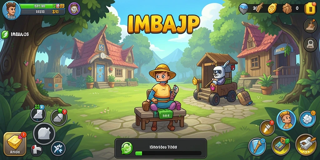 Tangkapan layar utama IMBAJP menampilkan gameplay santai dan membangun kerajaan.