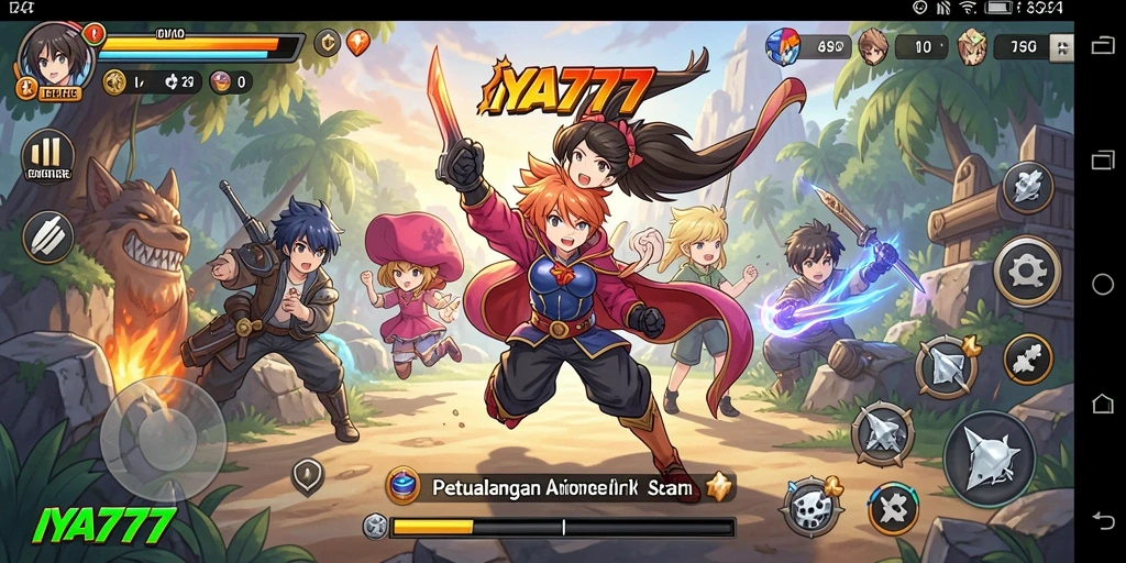 Tangkapan layar menampilkan aksi seru dalam game IYA777 dengan karakter anime favorit.