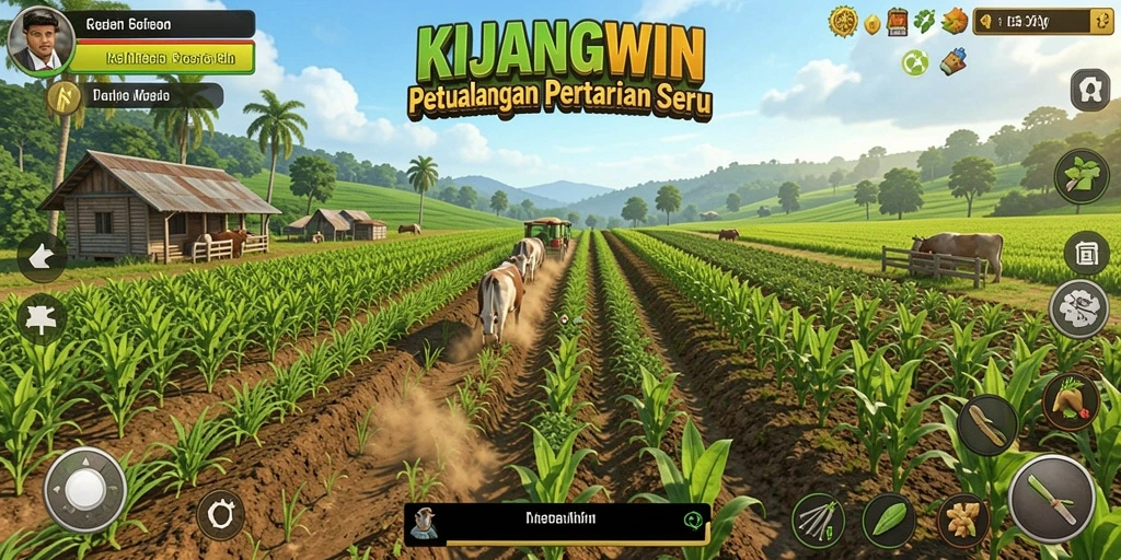 Gameplay seru KIJANGWIN dengan elemen petualangan pertanian.