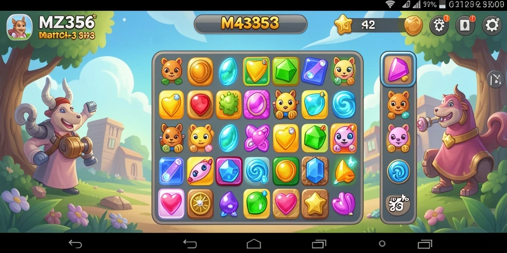 Gameplay MZ356 menampilkan level-level menarik dalam genre Match-3.