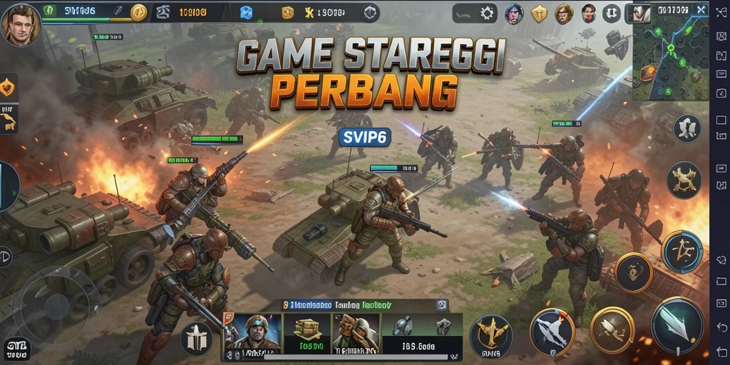 Screenshot SVIP6 menampilkan aksi pertempuran strategi yang mendebarkan.